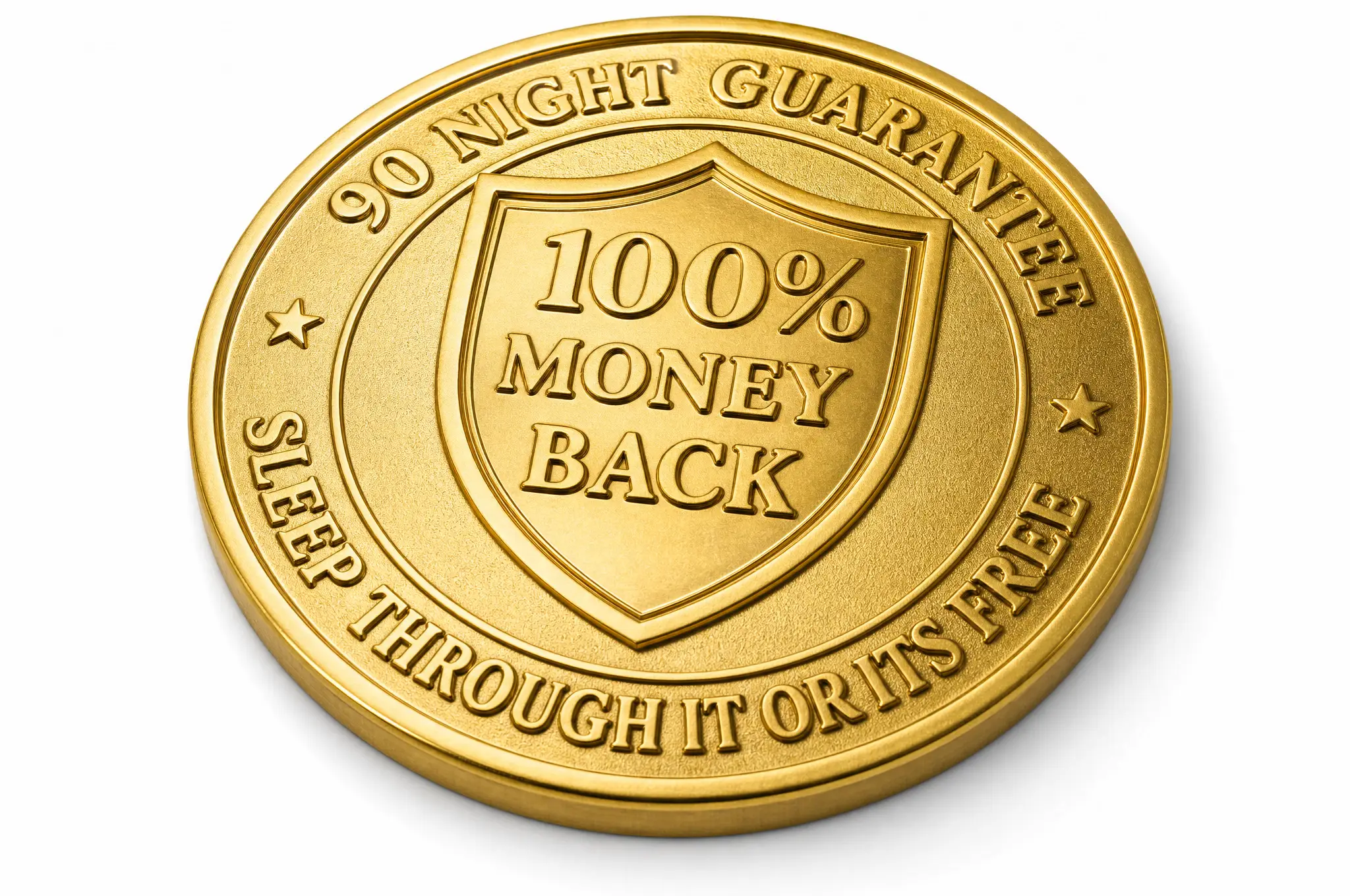 90-night guarantee: sleep through it or it's free, 100% money back