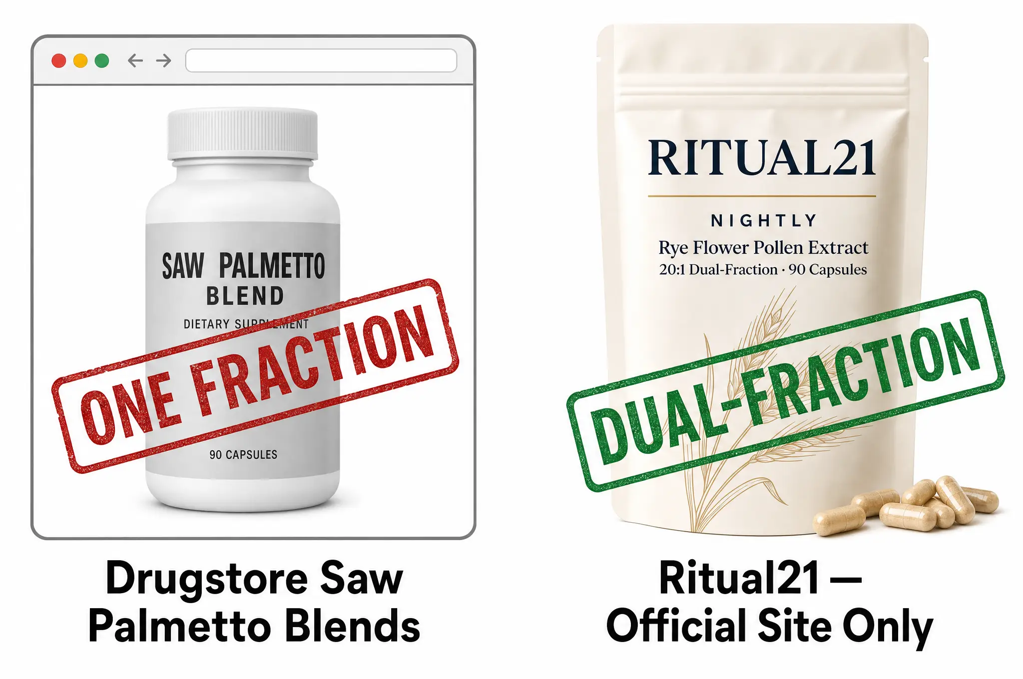 Single-fraction drugstore blends versus the dual-fraction original